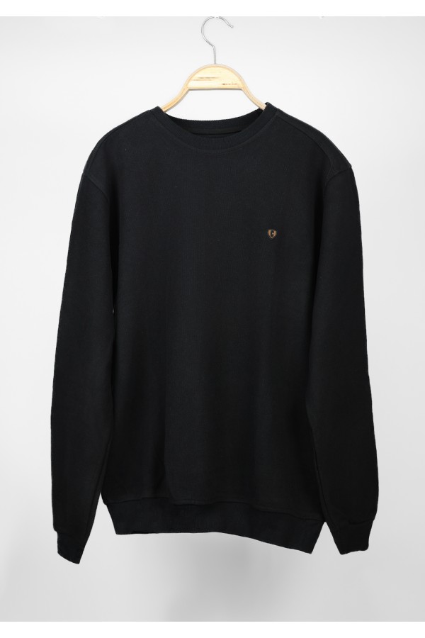 Man’s black long sleeve sweater