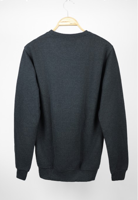 Man’s dark blue long sleeve sweater