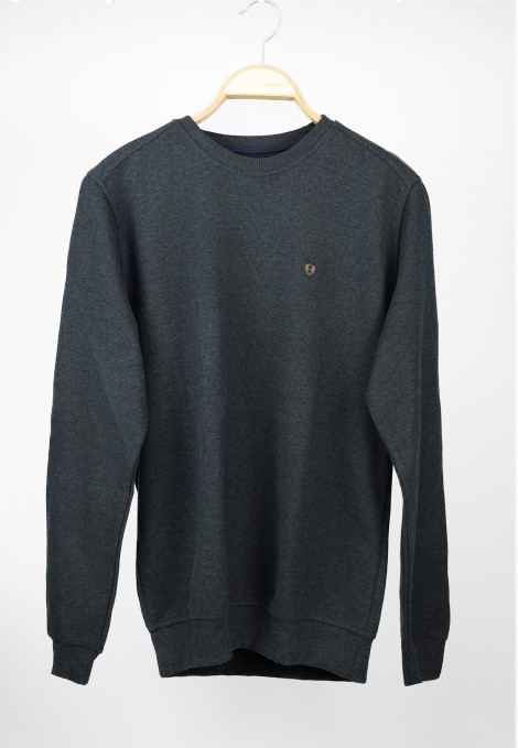 Man’s dark blue long sleeve sweater