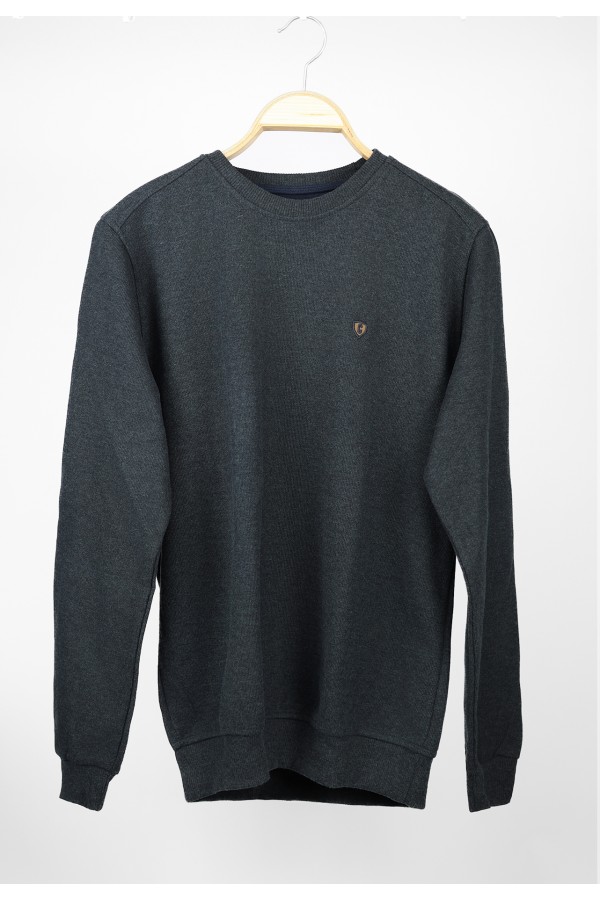 Man’s dark blue long sleeve sweater