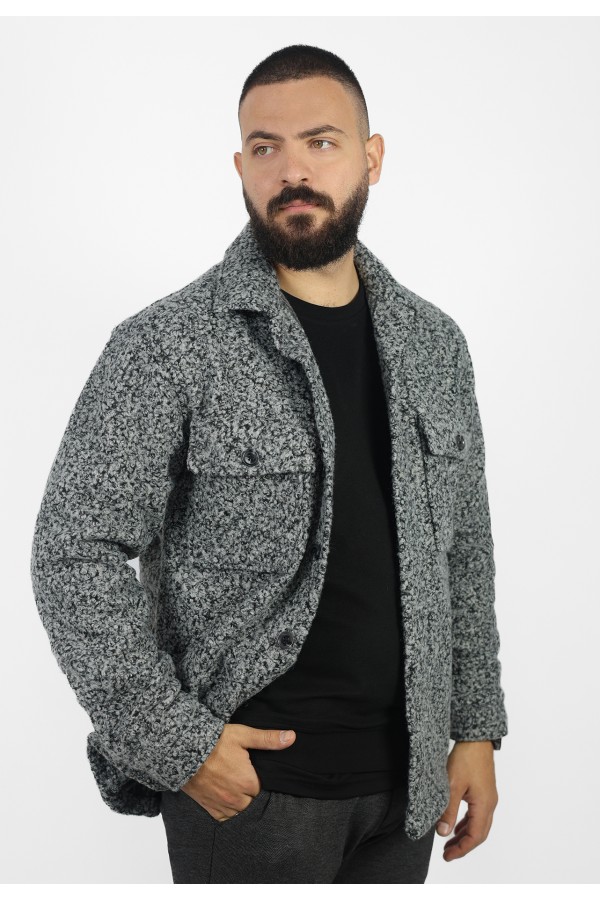 Ανδρικό γκρι πουκάμισο τύπου jacket