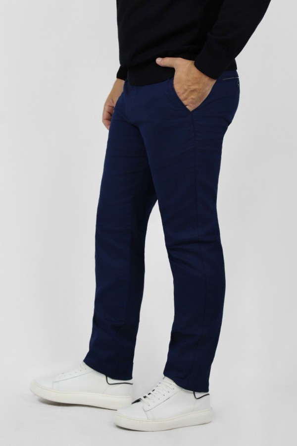 Man’s blue chinos pants    