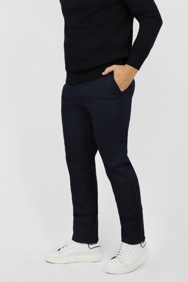 Man's dark blue chinos pants    