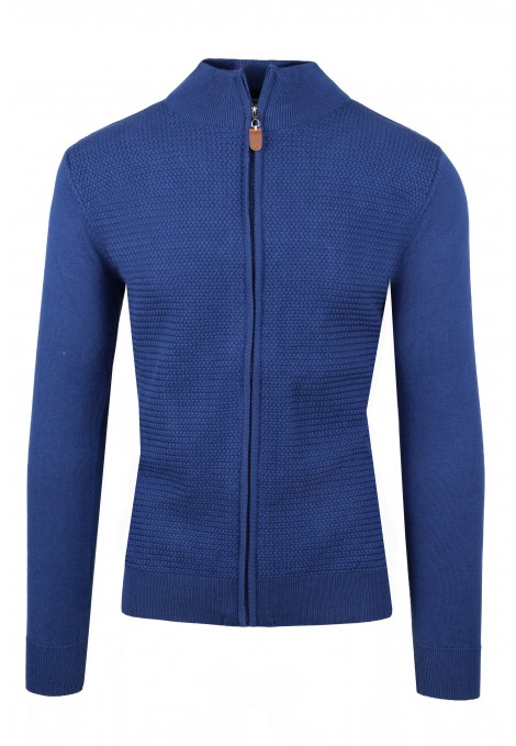 Man's  blue knitted cardigan