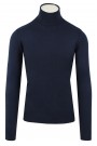 Man's dark blue knitted t-shirt turtleneck