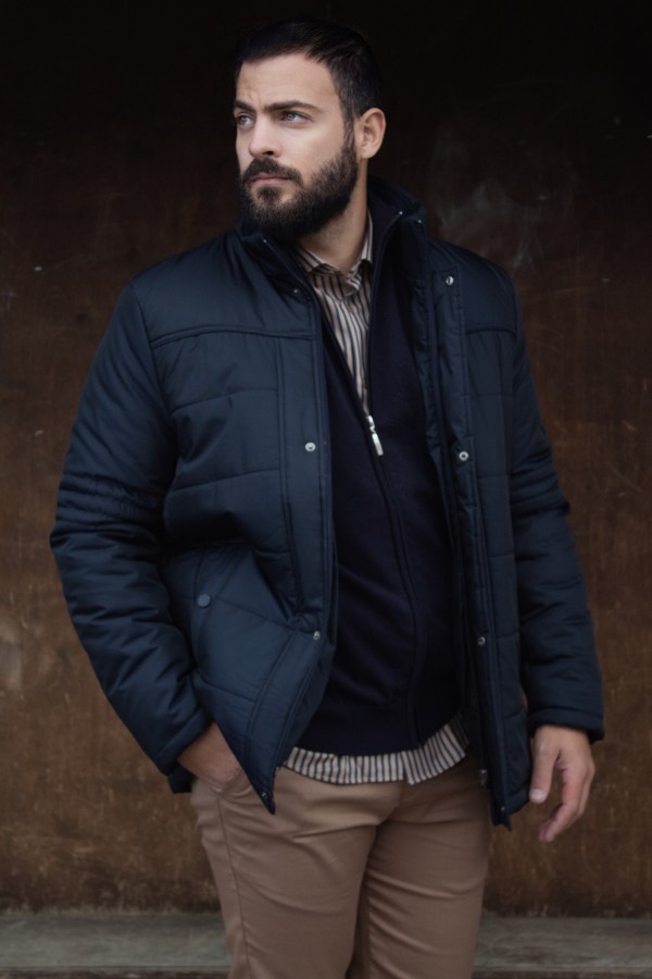 Man's dark blue jacket