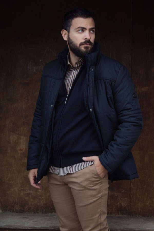 Man's dark blue jacket