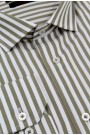 Man's olive green shirt striped slim fit