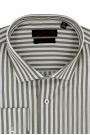 Man's olive green shirt striped slim fit