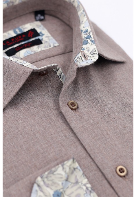 Man's brown shirt slim fit