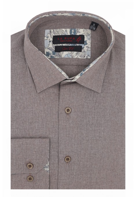 Man's brown shirt slim fit