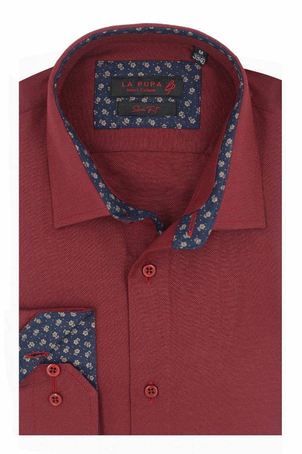 Man's bordeuax shirt slim fit