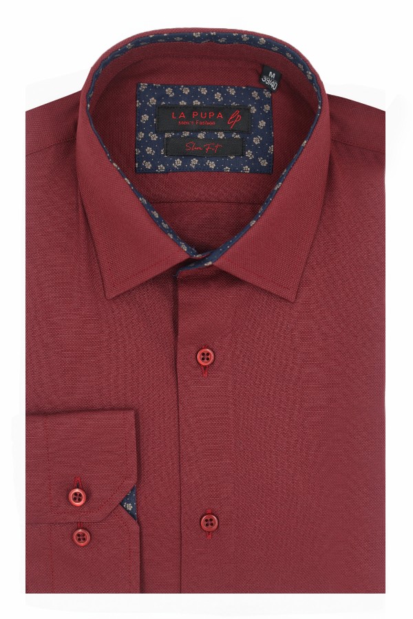 Man's bordeuax shirt slim fit