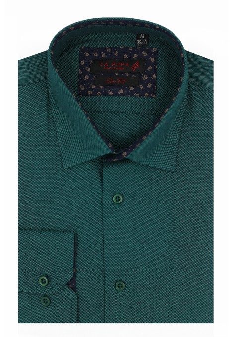 Man’s green shirt with textured weave slim fit          