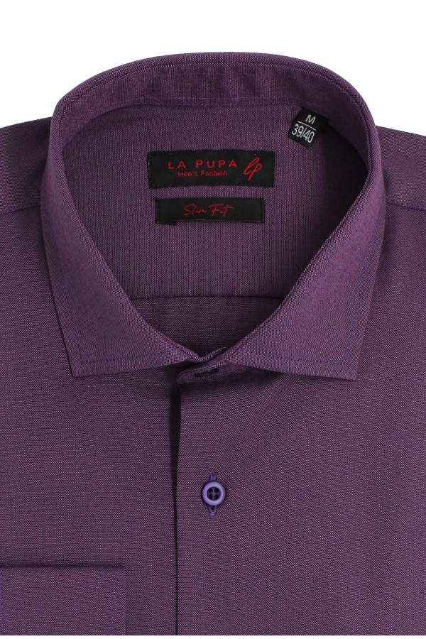 Man's purple cotton shirt slim fit