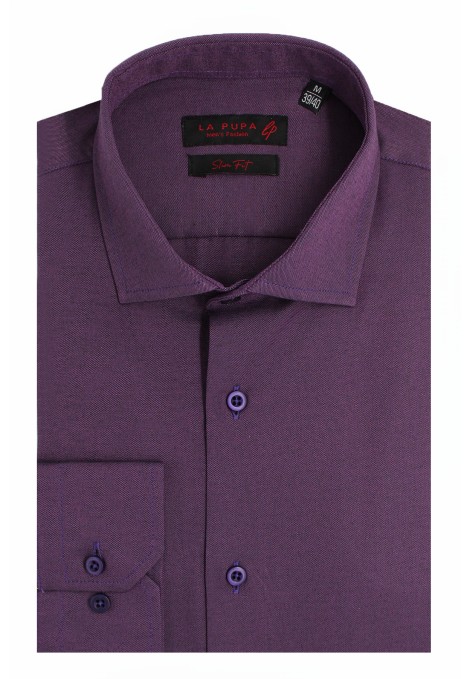 Man's purple cotton shirt slim fit