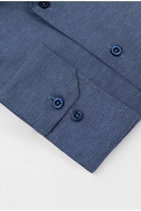 Man's blue cotton shirt slim fit