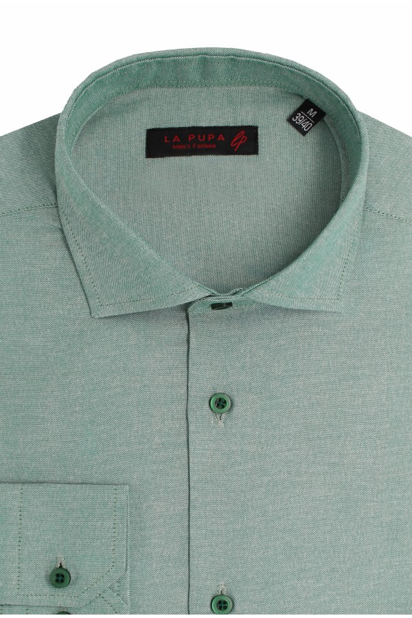 Man's green cotton shirt slim fit