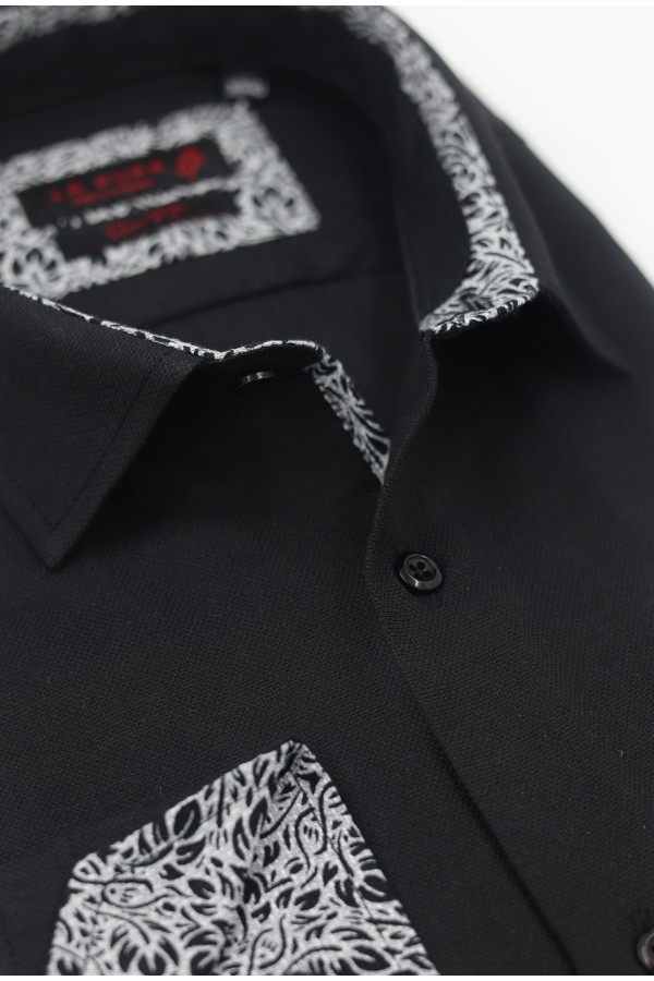 Man's black cotton shirt slim fit  