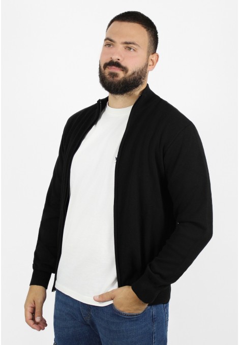 Man's black knitted cardigan