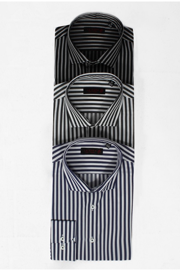 La pupa man's black shirt striped