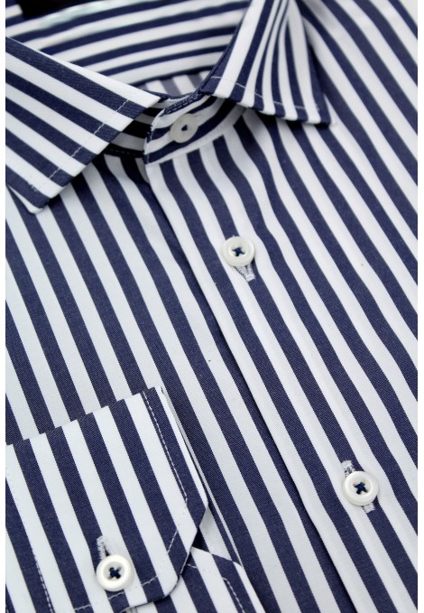 Man's blue shirt striped 