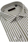 Man's olive green shirt striped