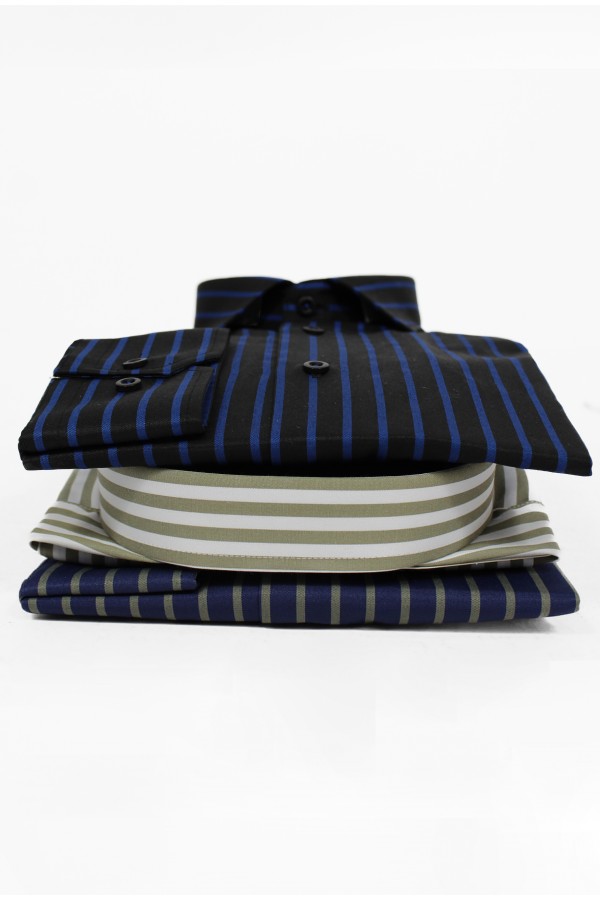 Man's black  shirt striped