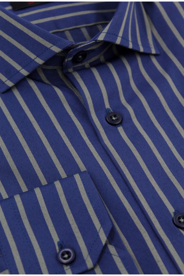 Man's blue shirt striped  