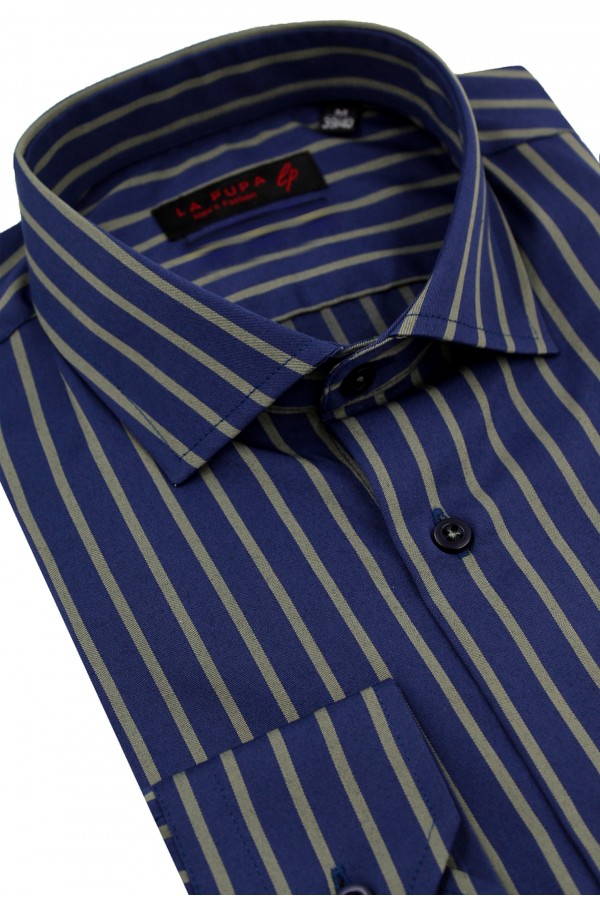 Man's blue shirt striped  