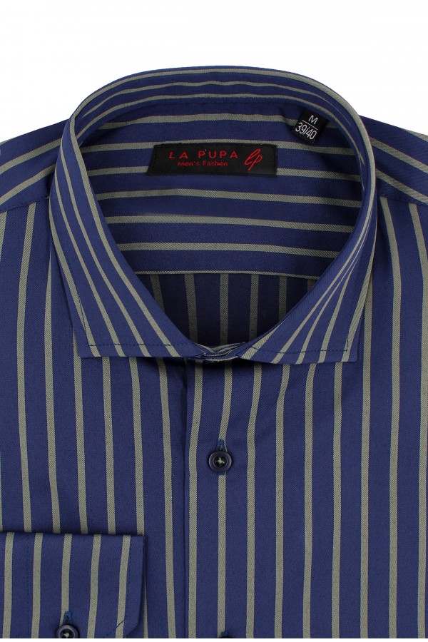 Man's blue shirt striped  