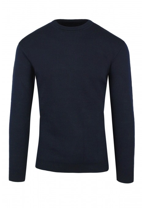 Man's dark blue knitted t-shirt turtleneck