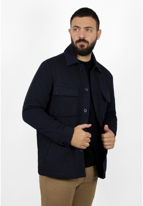 Man's dark blue  jacket with pockets